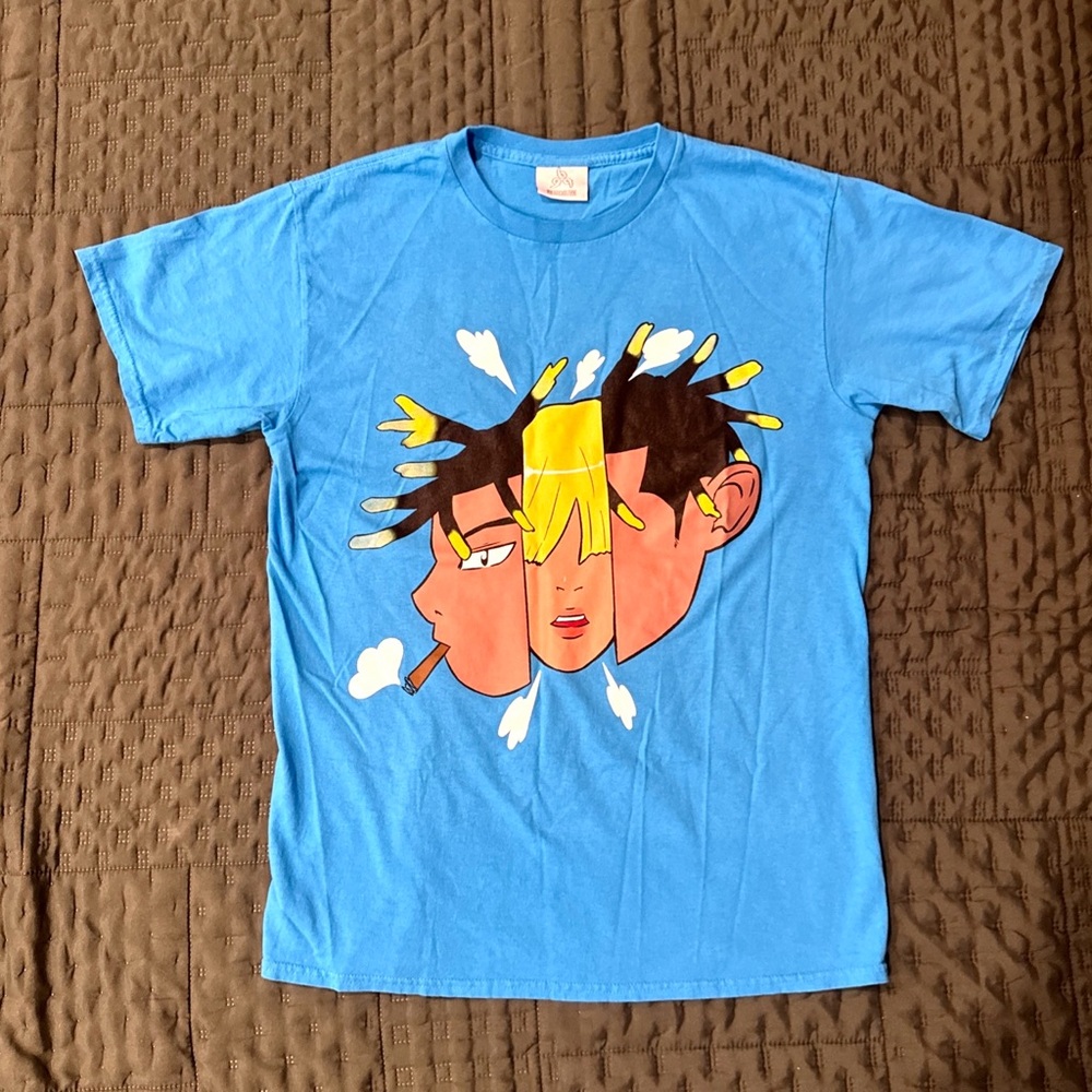 Blue T-Shirt with Cartoon Graphic